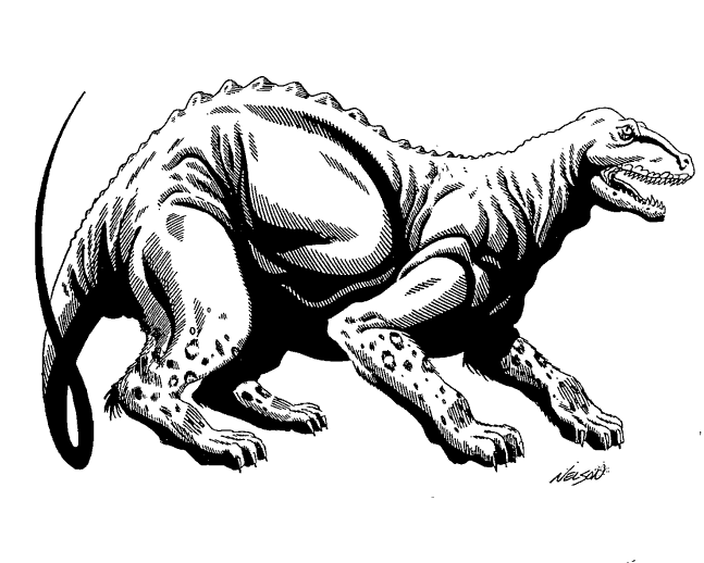 Drawing of an alien Head: t-rex, Torso: triceratops, Arms: lynx, Legs: manta ray