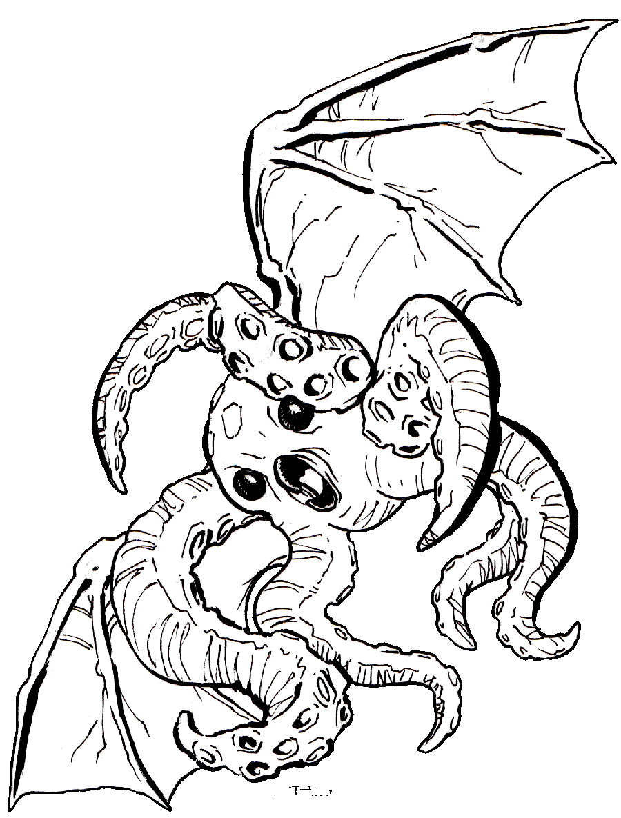 Artist: JEShields Date: 2016-2021 License: Copyright JEShields Stock Art. jeshields.com Flying monster with a budgie face, octopus limbs and bat wings.