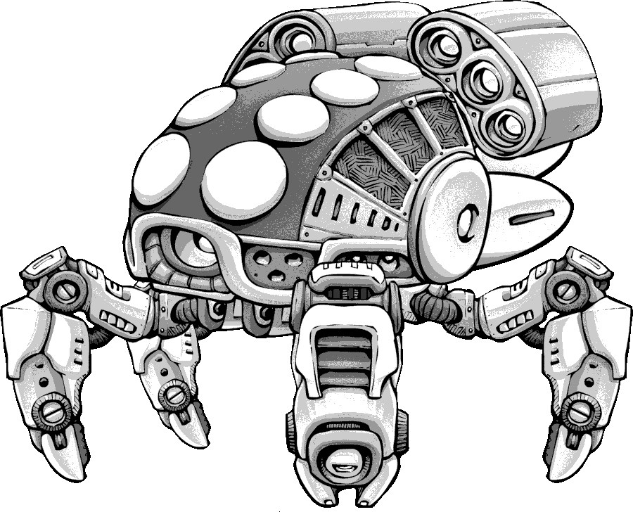Stumpy robot with treads for locomotion.