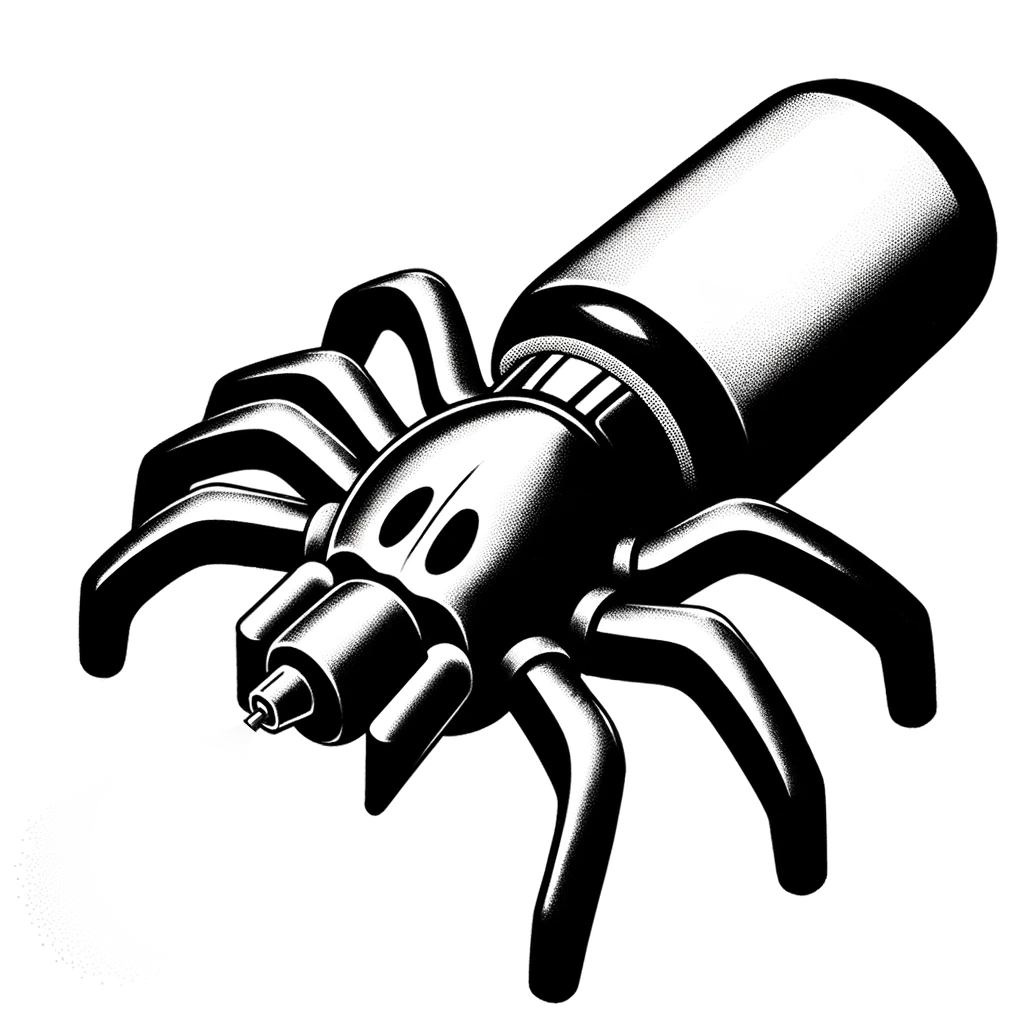 A plastic spider with an aerosol cap