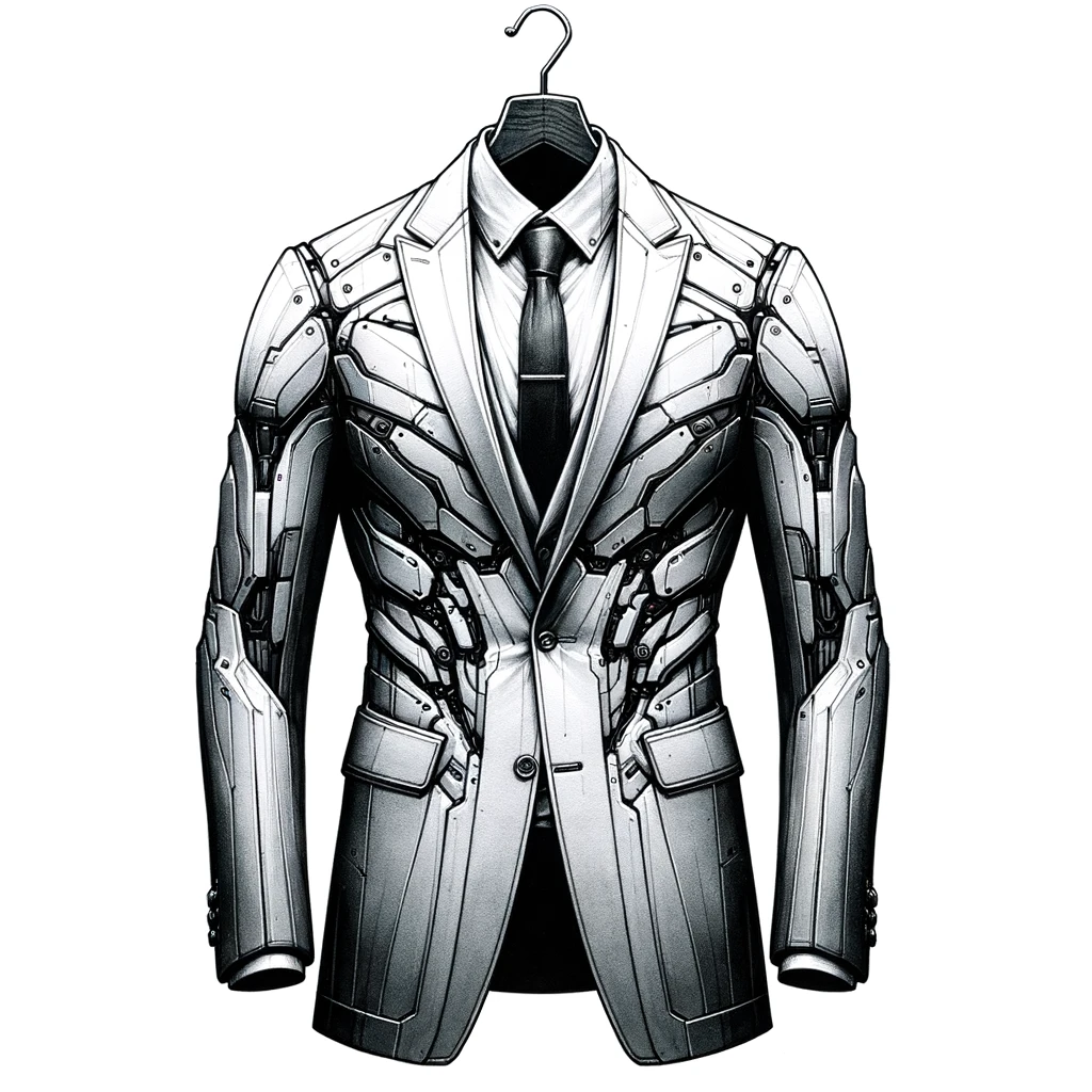 A white suit composed of ceramic plates.