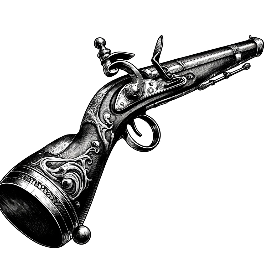 Artist: dolly aimage prompt by HM Date: 2024 License: CC BY-SA 4.0 A flint lock rifle.