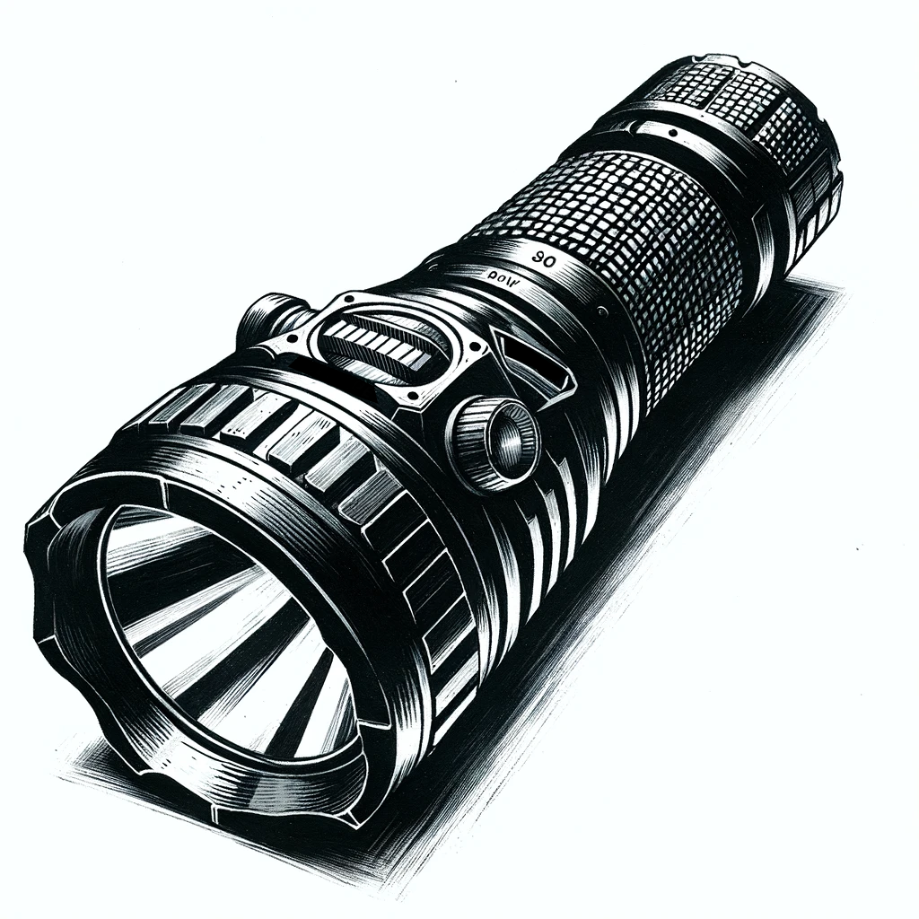 Artist: dolly aimage prompt by HM Date: 2024 License: CC BY-SA 4.0 A fancy chonky flashlight.