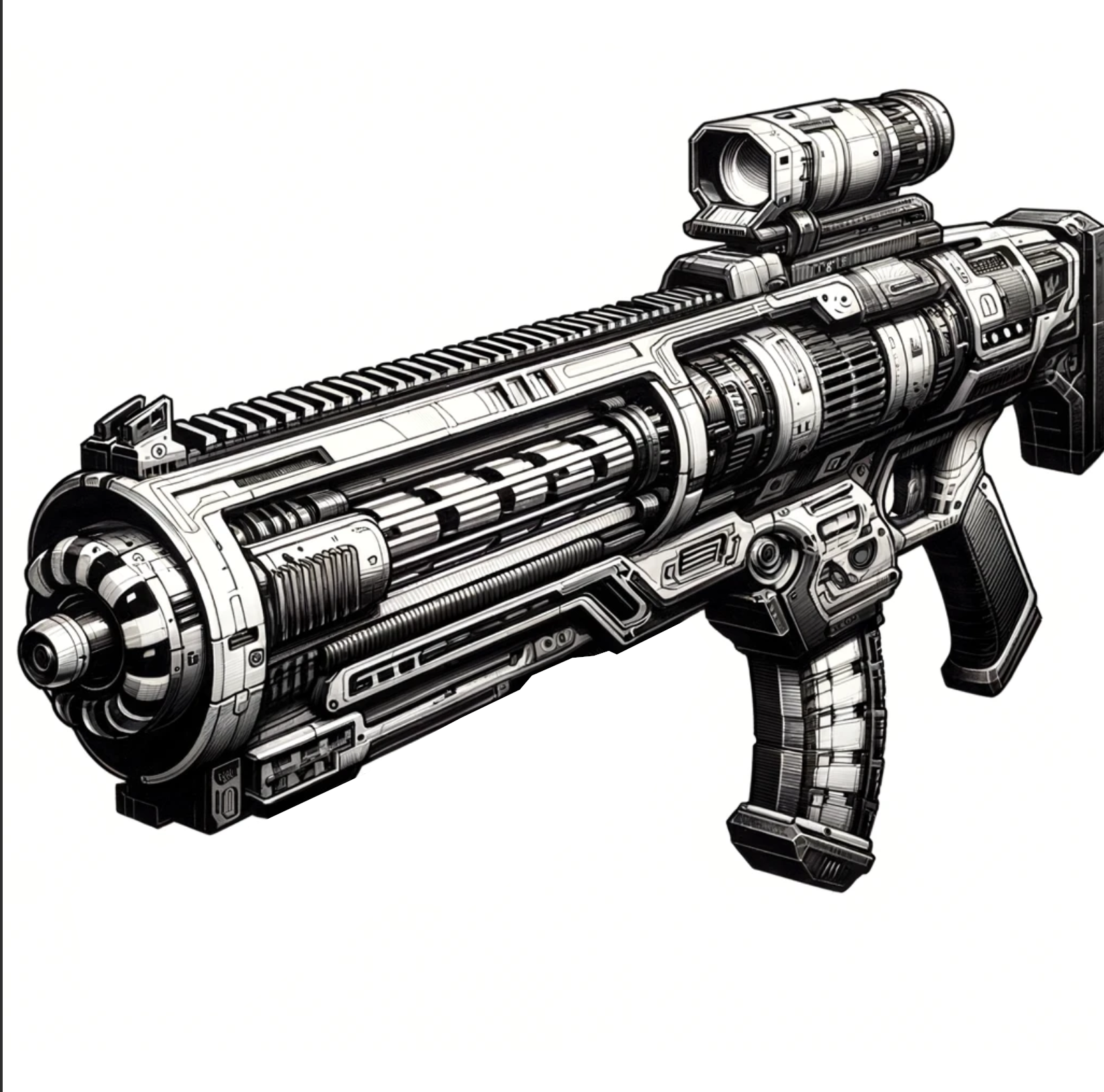 Artist: dolly aimage prompt by HM Date: 2024 License: CC BY-SA 4.0 A sleek looking rifle.
